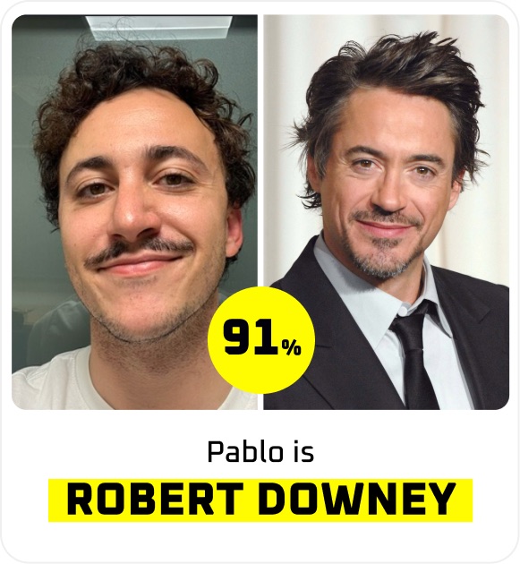 Pablo looks 91% like Robert Downey