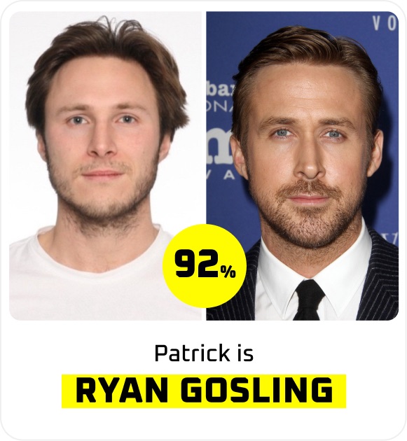 Patrick looks 92% like Ryan Gosling