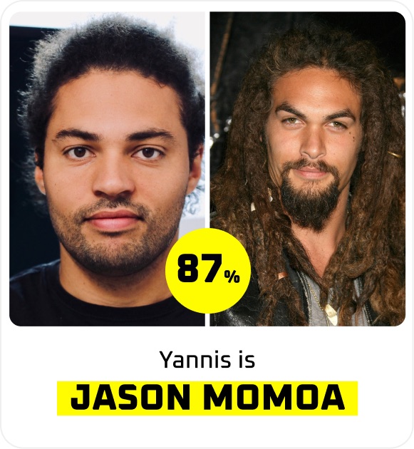 Yannis looks 87% like Jason Momoa